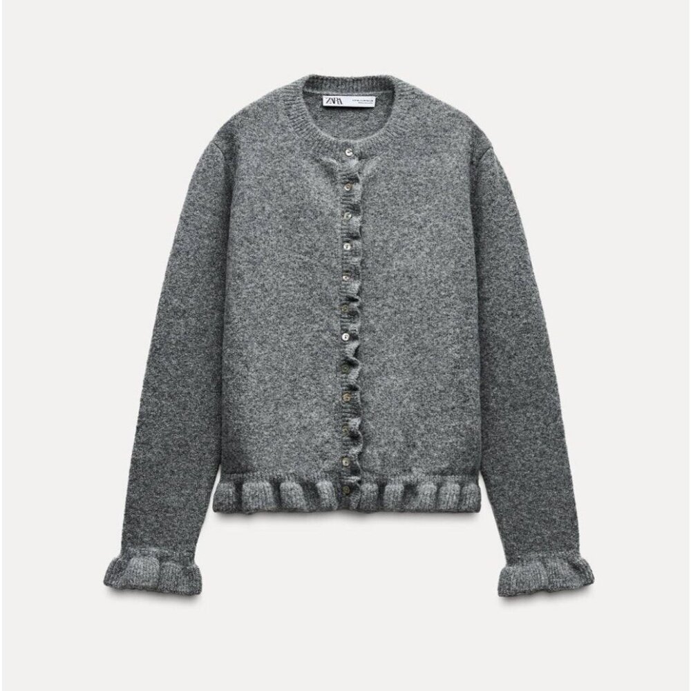 Zara Charcoal Button-Up Cardigan